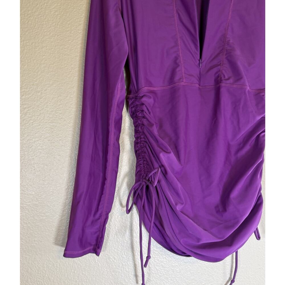 Sbart Size Medium Long Sleeve Rash Guard Swim Top Ruched Drawstring Sides - Picture 3 of 5